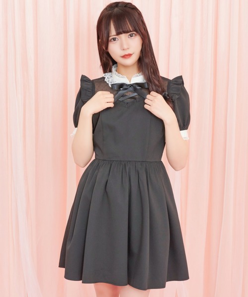 Secret Honey(シークレットハニー)の「フロントレースアップバイカラーワンピース(ワンピース・レディース・ピンク/グレー/ブラック・MEDIUM)」の6枚目の写真