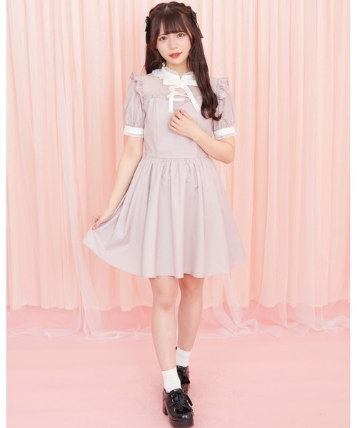 Secret Honey(シークレットハニー)の「フロントレースアップバイカラーワンピース(ワンピース・レディース・ピンク/グレー/ブラック・MEDIUM)」の7枚目の写真