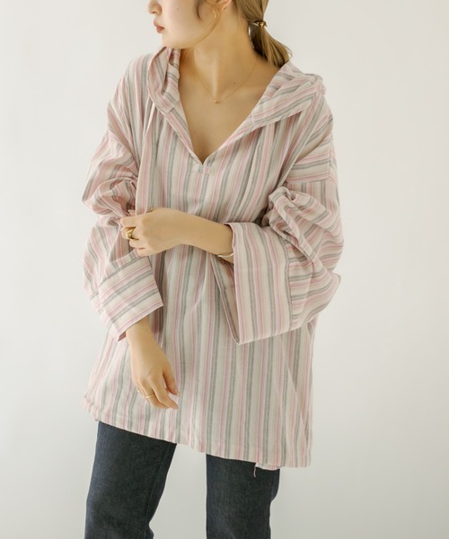 セール ストライプメキシカンパーカー シャツ ブラウス Mystic ミスティック のファッション通販 Zozotown