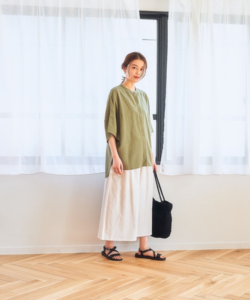 studio CLIP（スタディオクリップ）の「リネンレーヨンドルマンシャツ（シャツ/ブラウス・レディース・ピンク/カーキ/ライトグレー/ブラック・FREE）」の10枚目の写真