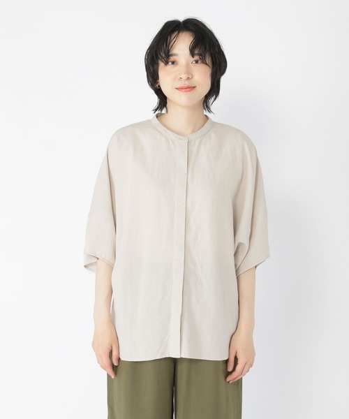 studio CLIP（スタディオクリップ）の「リネンレーヨンドルマンシャツ（シャツ/ブラウス・レディース・ピンク/カーキ/ライトグレー/ブラック・FREE）」の6枚目の写真