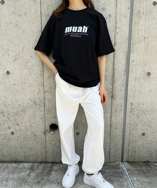 muahmuah(ムーアムーア)の「muahmuah(ムーア ムーア)/HALF LOWER PRINTING T-SHIRT(Tシャツ/カットソー・レディース・ブラック/パープル/ネイビー・FREE)」の4枚目の写真