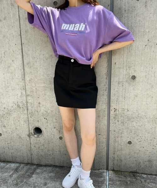 muahmuah(ムーアムーア)の「muahmuah(ムーア ムーア)/HALF LOWER PRINTING T-SHIRT(Tシャツ/カットソー・レディース・ブラック/パープル/ネイビー・FREE)」の12枚目の写真