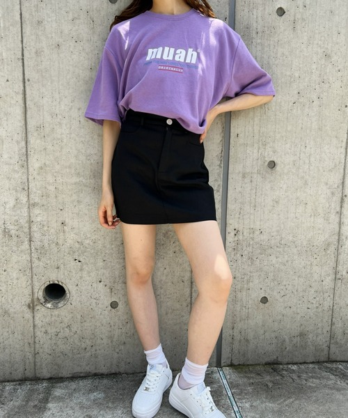 muahmuah(ムーアムーア)の「muahmuah(ムーア ムーア)/HALF LOWER PRINTING T-SHIRT(Tシャツ/カットソー・レディース・ブラック/パープル/ネイビー・FREE)」の5枚目の写真
