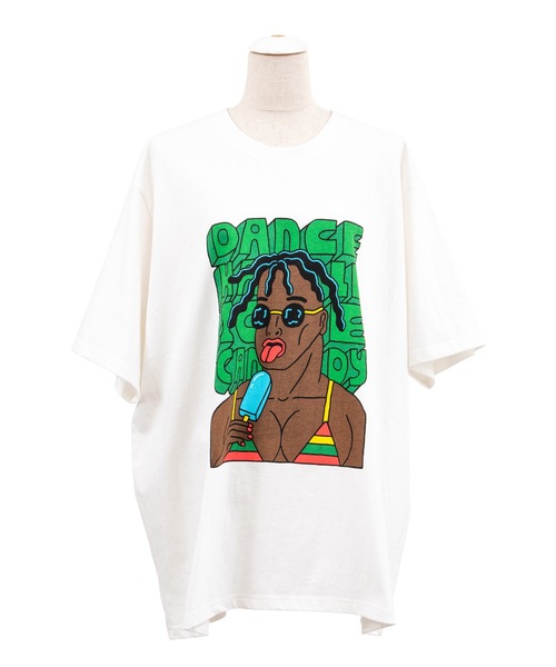 PUNYUS（プニュズ）の「DANCEHALLビッグＴシャツ（Tシャツ/カットソー・レディース・オレンジ/スミクロ/ホワイト・3/4）」の16枚目の写真