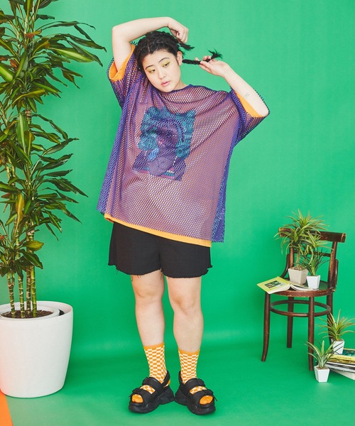 PUNYUS（プニュズ）の「DANCEHALLビッグＴシャツ（Tシャツ/カットソー・レディース・オレンジ/スミクロ/ホワイト・3/4）」の7枚目の写真