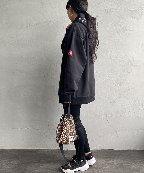 「Manhattan Portage」 プルオーバーパーカー L ブラック レディース MANHATTAN PORTAGE/マンハッタンポーテージ] 別注 手書き風刺繍