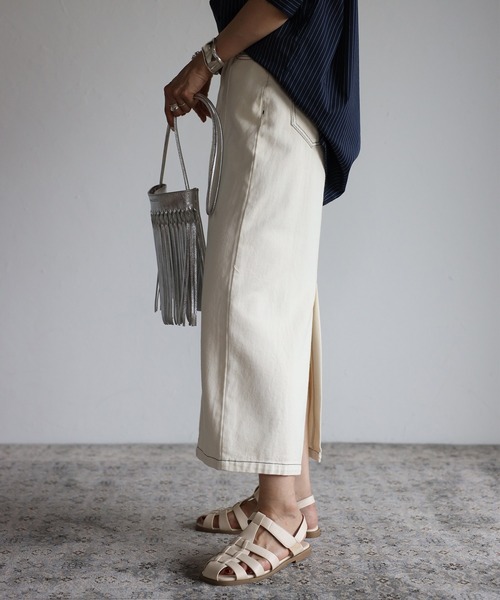 Bonjour Sagan（ボンジュールサガン）の「ステッチタイトデニムスカート（デニムスカート・レディース・ブラック/ブルー/アイボリー・FREE）」の5枚目の写真