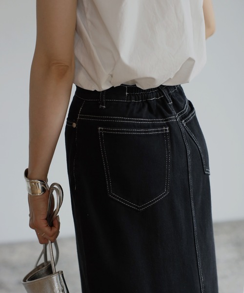 Bonjour Sagan（ボンジュールサガン）の「ステッチタイトデニムスカート（デニムスカート・レディース・ブラック/ブルー/アイボリー・FREE）」の15枚目の写真