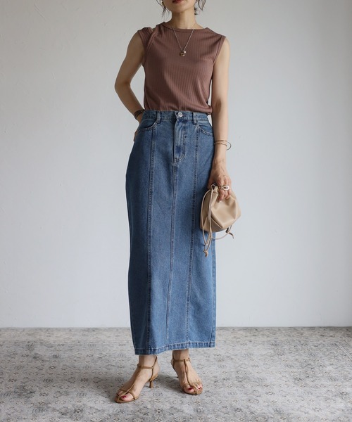 Bonjour Sagan（ボンジュールサガン）の「ステッチタイトデニムスカート（デニムスカート・レディース・ブラック/ブルー/アイボリー・FREE）」の17枚目の写真