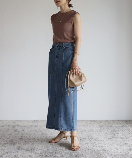 Bonjour Sagan（ボンジュールサガン）の「ステッチタイトデニムスカート（デニムスカート・レディース・ブラック/ブルー/アイボリー・FREE）」の19枚目の写真