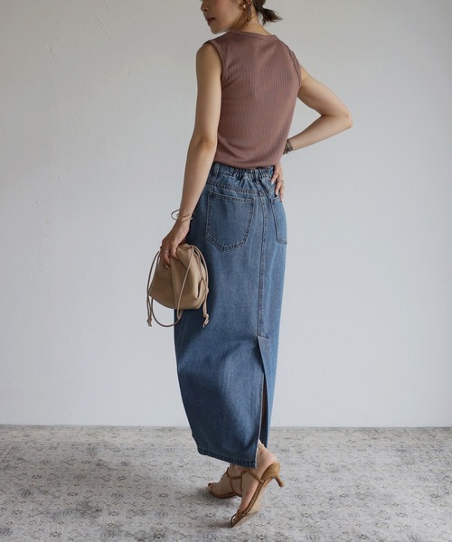 Bonjour Sagan（ボンジュールサガン）の「ステッチタイトデニムスカート（デニムスカート・レディース・ブラック/ブルー/アイボリー・FREE）」の21枚目の写真