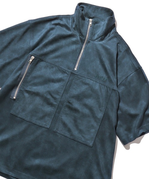 SUPPLIER(サプライヤー)の「SUPPLIER/サプライヤー QUARTER ZIP HALF SLEEVE ハーフジップ(Tシャツ/カットソー・メンズ・ダークブラウン/ブルー・M/L)」の2枚目の写真