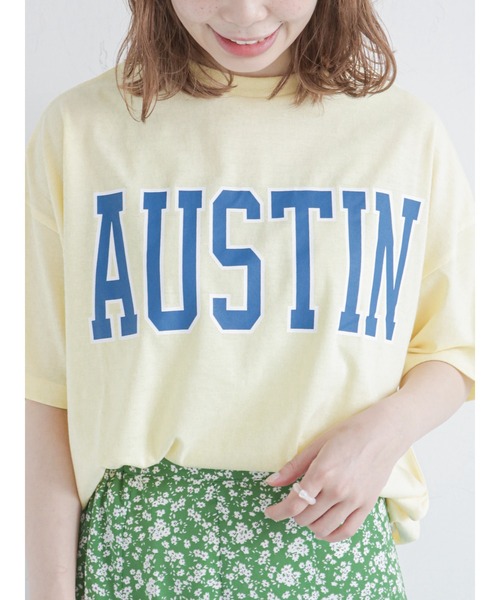 ehka sopo（エヘカソポ）の「カレッジロゴTシャツ（Tシャツ/カットソー・レディース・ネイビー/オフホワイト/イエロー/グリーン・ﾌﾘ-）」の18枚目の写真