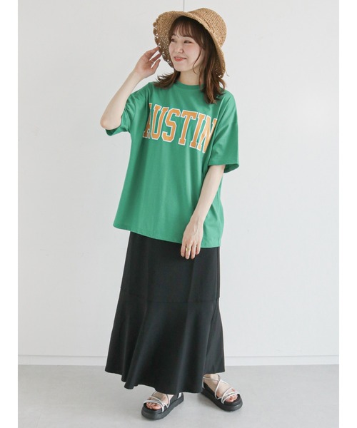 ehka sopo（エヘカソポ）の「カレッジロゴTシャツ（Tシャツ/カットソー・レディース・ネイビー/オフホワイト/イエロー/グリーン・ﾌﾘ-）」の19枚目の写真