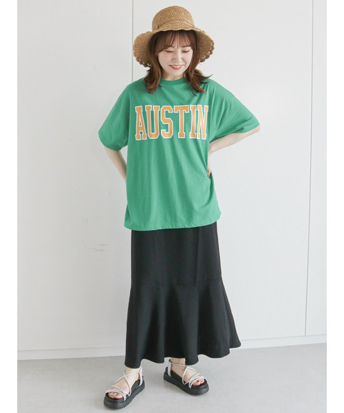 ehka sopo（エヘカソポ）の「カレッジロゴTシャツ（Tシャツ/カットソー・レディース・ネイビー/オフホワイト/イエロー/グリーン・ﾌﾘ-）」の20枚目の写真