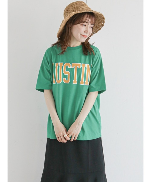 ehka sopo（エヘカソポ）の「カレッジロゴTシャツ（Tシャツ/カットソー・レディース・ネイビー/オフホワイト/イエロー/グリーン・ﾌﾘ-）」の22枚目の写真