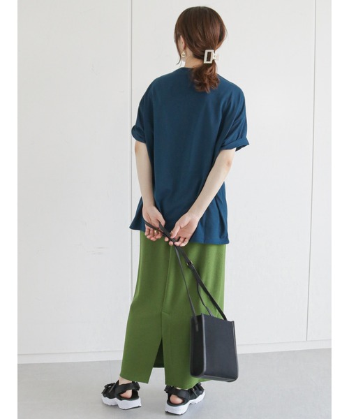 ehka sopo（エヘカソポ）の「カレッジロゴTシャツ（Tシャツ/カットソー・レディース・ネイビー/オフホワイト/イエロー/グリーン・ﾌﾘ-）」の11枚目の写真