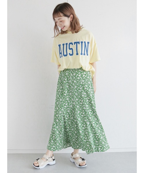 ehka sopo（エヘカソポ）の「カレッジロゴTシャツ（Tシャツ/カットソー・レディース・ネイビー/オフホワイト/イエロー/グリーン・ﾌﾘ-）」の14枚目の写真