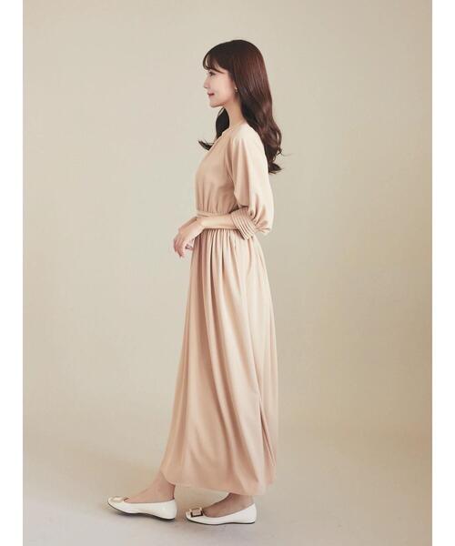 HALUHIROINE（ハルヒロイン）の「タックデザインワンピース（ドレス・レディース・ブラック/ベージュ・FREE）」の8枚目の写真