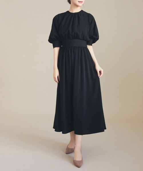 HALUHIROINE（ハルヒロイン）の「タックデザインワンピース（ドレス・レディース・ブラック/ベージュ・FREE）」の5枚目の写真