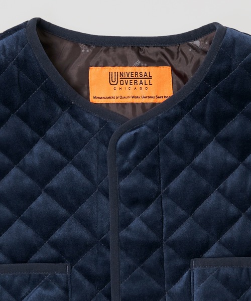 UNIVERSAL OVERALL(ユニバーサルオーバーオール)の「【UNIVERSAL OVERALL】QUILT VELOR COAT / キルティング中綿ベロアコート(ダウンジャケット/コート・レディース・ネイビー/ブラック・MEDIUM/LARGE)」の7枚目の写真