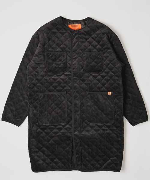 UNIVERSAL OVERALL(ユニバーサルオーバーオール)の「【UNIVERSAL OVERALL】QUILT VELOR COAT / キルティング中綿ベロアコート(ダウンジャケット/コート・レディース・ネイビー/ブラック・MEDIUM/LARGE)」の10枚目の写真
