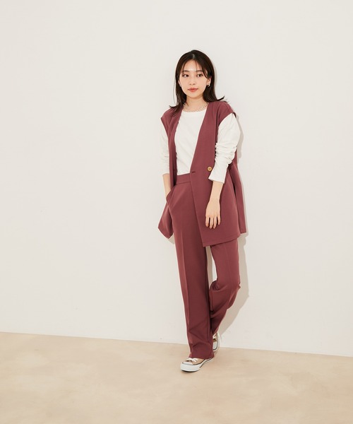 vis-`a-vis(ビサビ)の「【WEB限定】【洗える】ジレ&ストレートパンツセット(スラックス・レディース・チャコールグレー/ベージュ/ピンク系その他2・S/M)」の12枚目の写真