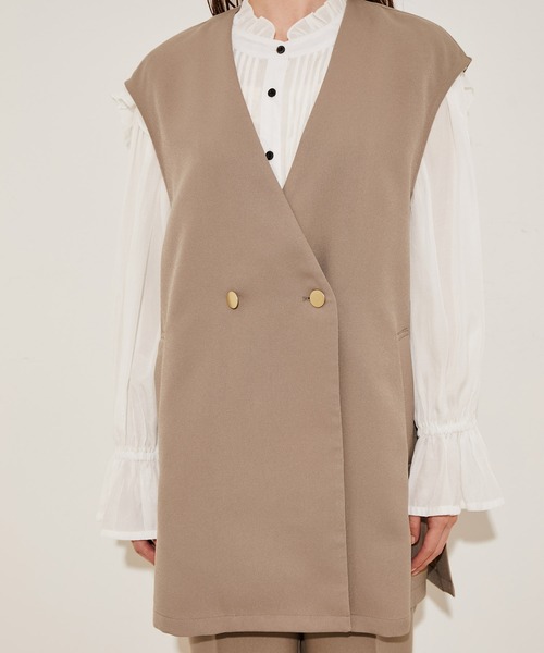 vis-`a-vis(ビサビ)の「【WEB限定】【洗える】ジレ&ストレートパンツセット(スラックス・レディース・チャコールグレー/ベージュ/ピンク系その他2・S/M)」の5枚目の写真