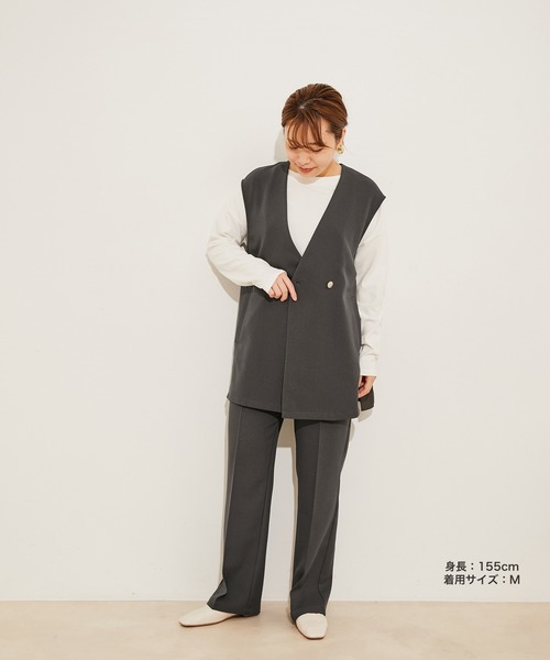 vis-`a-vis(ビサビ)の「【WEB限定】【洗える】ジレ&ストレートパンツセット(スラックス・レディース・チャコールグレー/ベージュ/ピンク系その他2・S/M)」の11枚目の写真