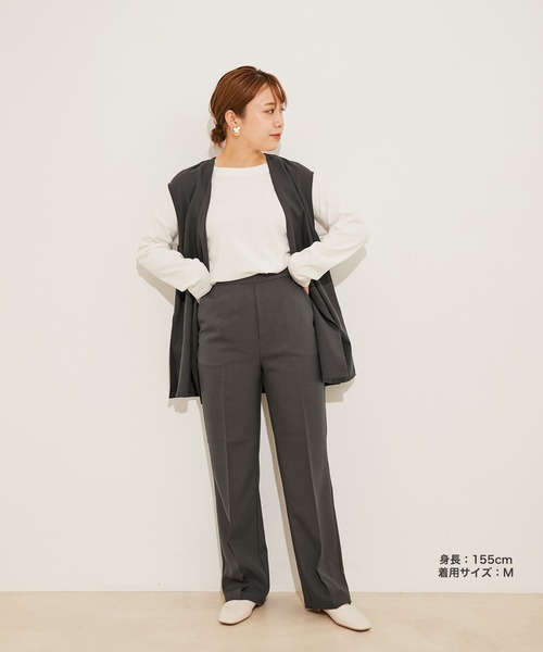vis-`a-vis(ビサビ)の「【WEB限定】【洗える】ジレ&ストレートパンツセット(スラックス・レディース・チャコールグレー/ベージュ/ピンク系その他2・S/M)」の7枚目の写真