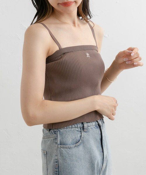 OLIVE des OLIVE（オリーブデオリーブ）の「OLニットキャミ（キャミソール・レディース・ブラック/ブラウン/オフホワイト/サックスブルー・FREE）」の17枚目の写真