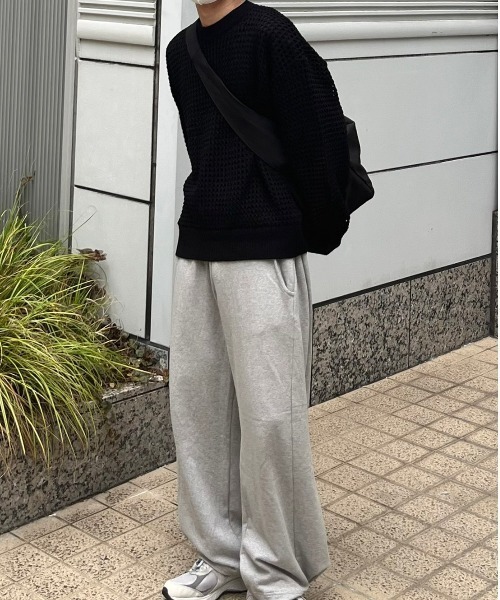 Chikashitsu +(チカシツプラス)の「【Chikashitsu +】lib mesh knit / 【チカシツプラス】リブメッシュ長袖ニット(ニット/セーター・メンズ・ホワイト/ブラック/ライトカーキ・ONE SIZE)」の7枚目の写真