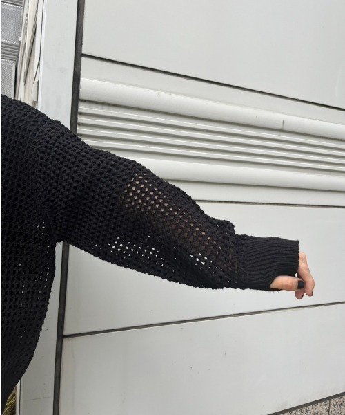 Chikashitsu +(チカシツプラス)の「【Chikashitsu +】lib mesh knit / 【チカシツプラス】リブメッシュ長袖ニット(ニット/セーター・メンズ・ホワイト/ブラック/ライトカーキ・ONE SIZE)」の13枚目の写真