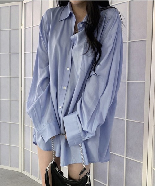 Dita Muaj.（ディータムアージュ）の「オーバーサイズルーズシャツ(ワンピース)（シャツ/ブラウス・レディース・ホワイト/ブルー・S/M/L）」の2枚目の写真
