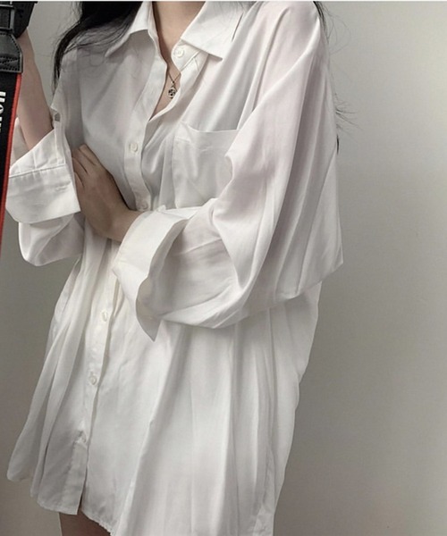 Dita Muaj.（ディータムアージュ）の「オーバーサイズルーズシャツ(ワンピース)（シャツ/ブラウス・レディース・ホワイト/ブルー・S/M/L）」の3枚目の写真