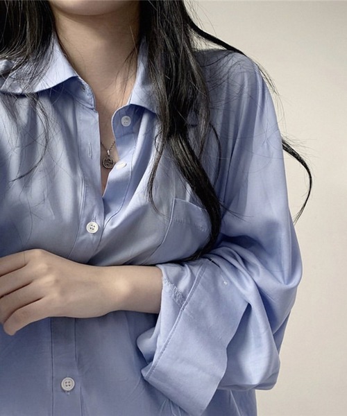 Dita Muaj.（ディータムアージュ）の「オーバーサイズルーズシャツ(ワンピース)（シャツ/ブラウス・レディース・ホワイト/ブルー・S/M/L）」の4枚目の写真