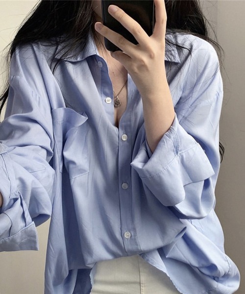 Dita Muaj.（ディータムアージュ）の「オーバーサイズルーズシャツ(ワンピース)（シャツ/ブラウス・レディース・ホワイト/ブルー・S/M/L）」の5枚目の写真