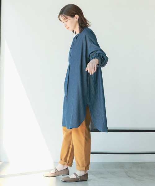 studio CLIP（スタディオクリップ）の「バックリボンデニムシャツブラウス（シャツ/ブラウス・レディース・ライトブルー/インディゴブルー・FREE/TF）」の14枚目の写真