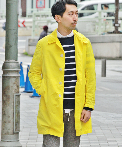 EDIFICE（エディフィス）の「◇グログランメモリーコート（ステンカラーコート・メンズ・ベージュ/グリーン/ブルー系その他/イエロー・46/44/50/48）」の4枚目の写真