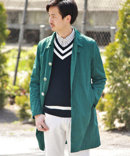 EDIFICE（エディフィス）の「◇グログランメモリーコート（ステンカラーコート・メンズ・ベージュ/グリーン/ブルー系その他/イエロー・46/44/50/48）」の2枚目の写真