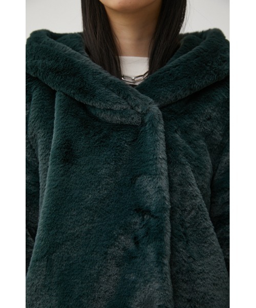AZUL by moussy（アズールバイマウジー）の「FLUFFY HOODIE COAT/フラッフィーフーディーコート（その他アウター・レディース・ライトグレー/ベージュ/ブラック/ダークグリーン・MEDIUM/SMALL）」の17枚目の写真