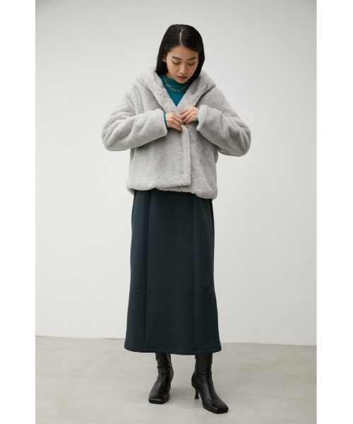 AZUL by moussy（アズールバイマウジー）の「FLUFFY HOODIE COAT/フラッフィーフーディーコート（その他アウター・レディース・ライトグレー/ベージュ/ブラック/ダークグリーン・MEDIUM/SMALL）」の10枚目の写真
