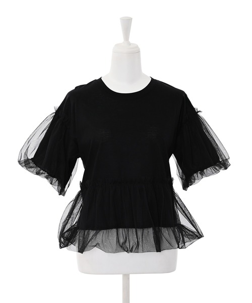 Narcissus（ナルシス）の「【Narcissus】チュールレイヤードTシャツ（Tシャツ/カットソー・レディース・ブラック/ホワイト・FREE）」の12枚目の写真