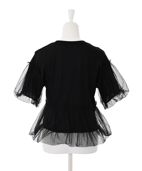 Narcissus（ナルシス）の「【Narcissus】チュールレイヤードTシャツ（Tシャツ/カットソー・レディース・ブラック/ホワイト・FREE）」の7枚目の写真