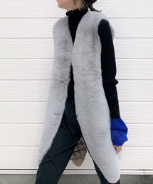 Q | リバーフェイクファーベスト(ベスト)