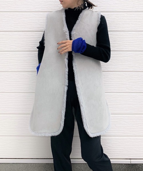 Q（キュー）の「リバーフェイクファーベスト（ベスト）」 - WEAR