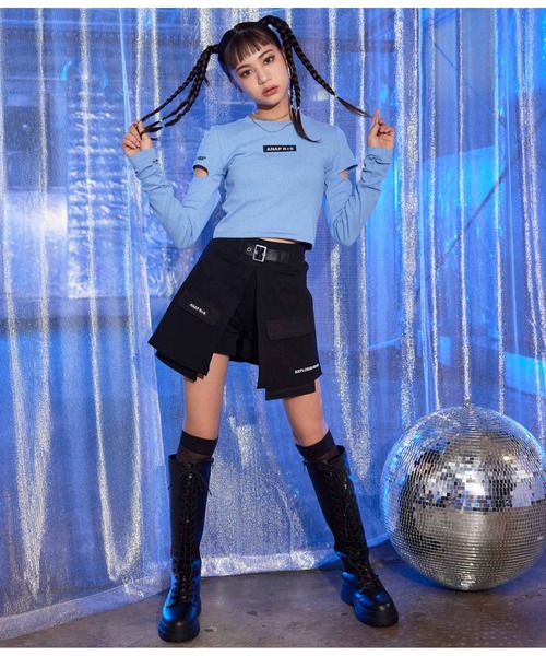 ANAP GｉRL（アナップガール）の「R+Sデザインストレッチスカパン（スカート・キッズ・ブラック・M/S/XS）」の4枚目の写真