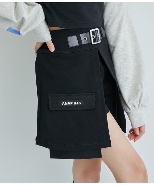 ANAP GｉRL（アナップガール）の「R+Sデザインストレッチスカパン（スカート・キッズ・ブラック・M/S/XS）」の11枚目の写真