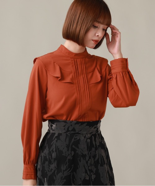 Cheek（チーク）の「ピンタックケープブラウス（シャツ/ブラウス・レディース・オフホワイト/ネイビー/オレンジ・MEDIUM）」の20枚目の写真